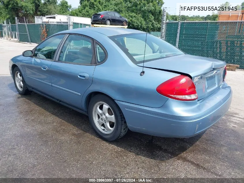 2005 Ford Taurus Se VIN: 1FAFP53U55A251945 Lot: 39963997