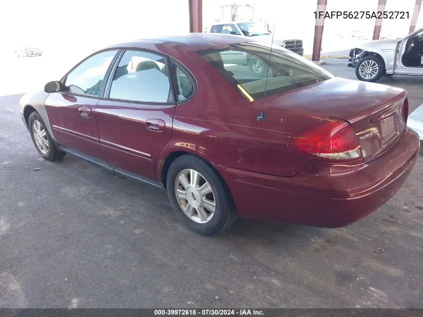 2005 Ford Taurus Sel VIN: 1FAFP56275A252721 Lot: 39972618