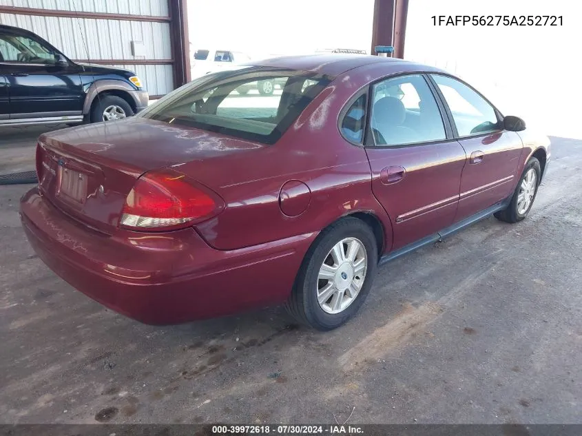 2005 Ford Taurus Sel VIN: 1FAFP56275A252721 Lot: 39972618