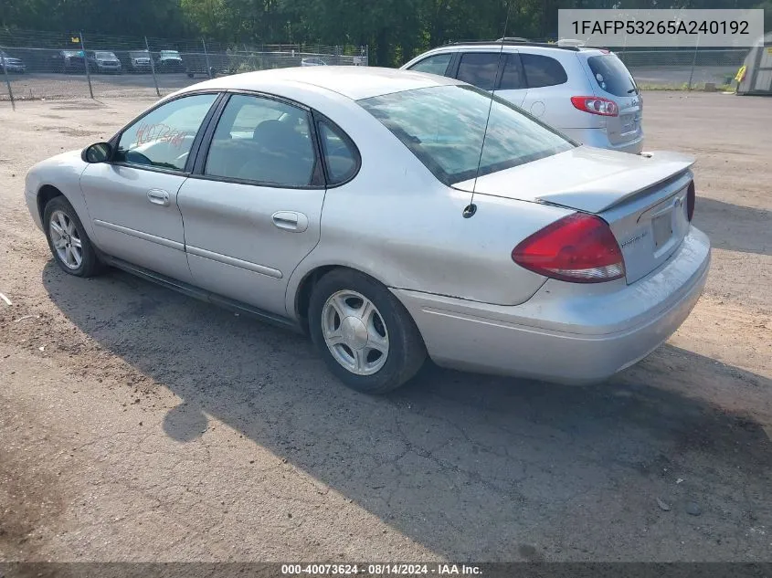 2005 Ford Taurus Se VIN: 1FAFP53265A240192 Lot: 40073624