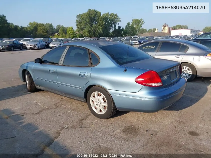 2005 Ford Taurus Se VIN: 1FAFP53U35A214070 Lot: 40153022