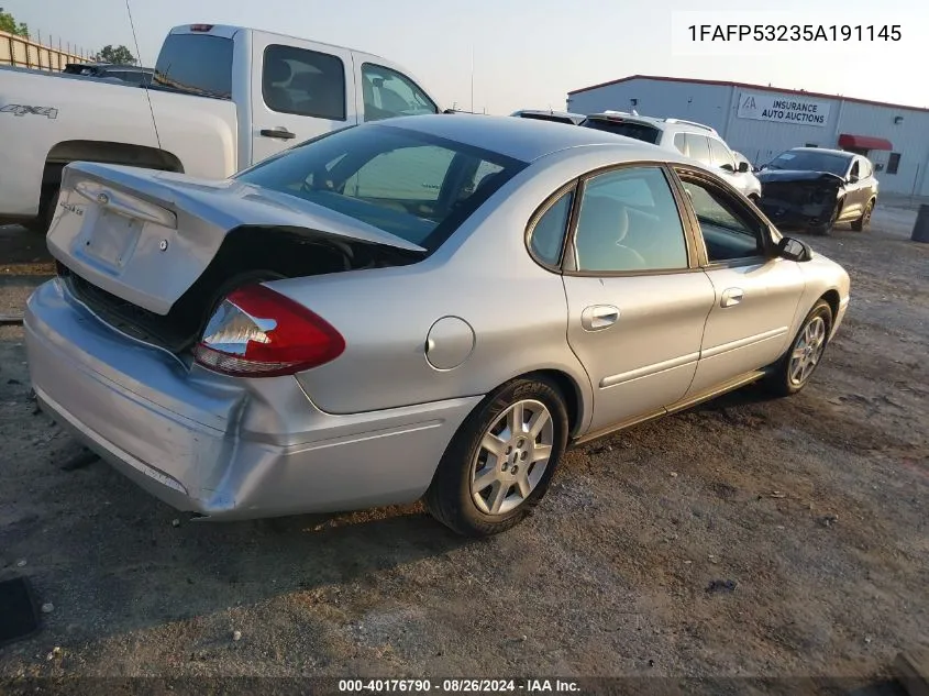 2005 Ford Taurus Se VIN: 1FAFP53235A191145 Lot: 40176790