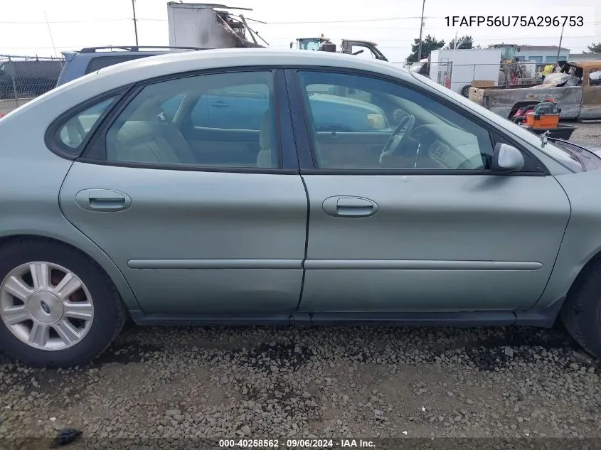 2005 Ford Taurus Sel VIN: 1FAFP56U75A296753 Lot: 40258562