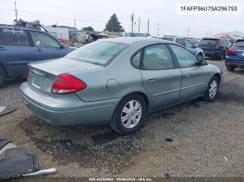 2005 Ford Taurus Sel VIN: 1FAFP56U75A296753 Lot: 40258562