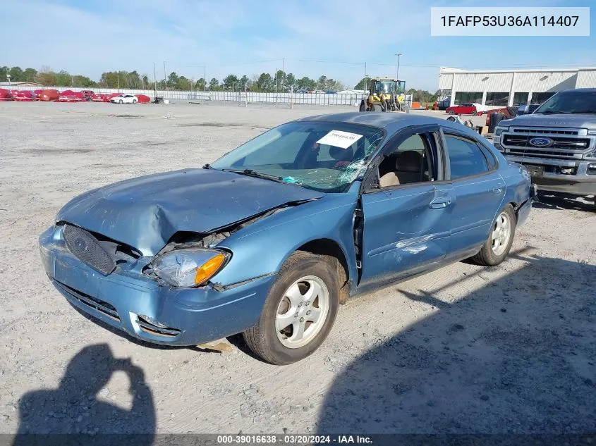 2006 Ford Taurus Se VIN: 1FAFP53U36A114407 Lot: 39016638