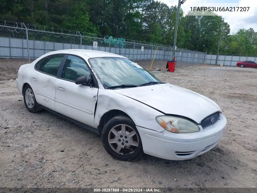 2006 Ford Taurus Se VIN: 1FAFP53U66A217207 Lot: 39297569