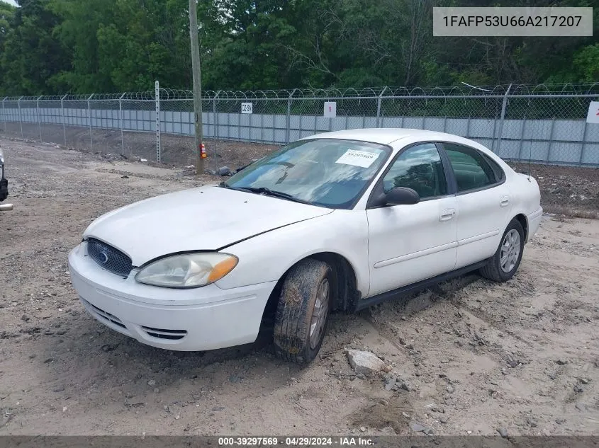 2006 Ford Taurus Se VIN: 1FAFP53U66A217207 Lot: 39297569