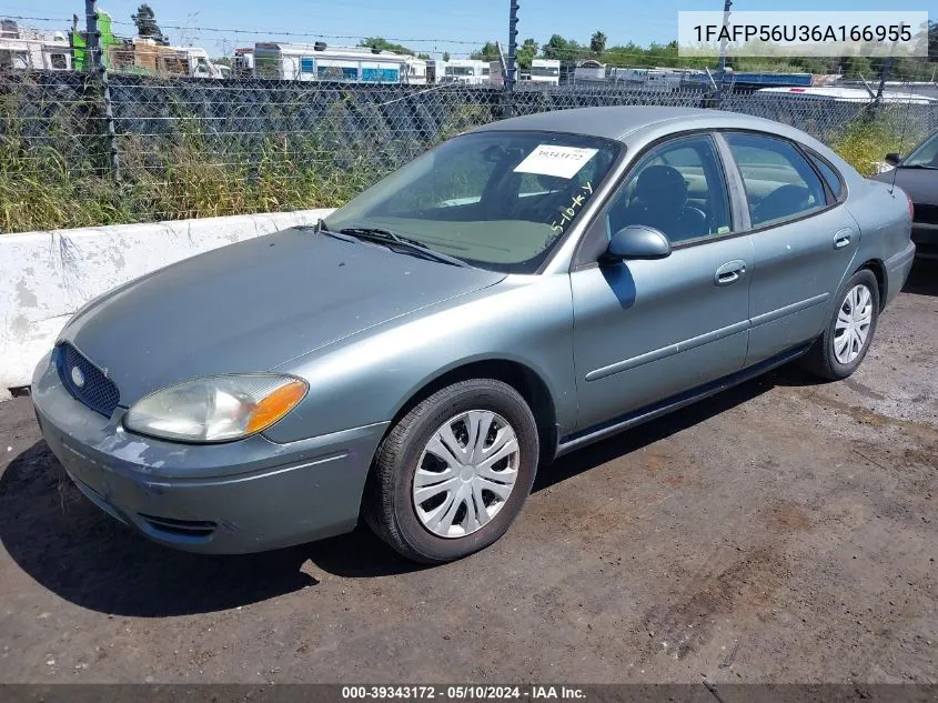 2006 Ford Taurus Sel VIN: 1FAFP56U36A166955 Lot: 39343172