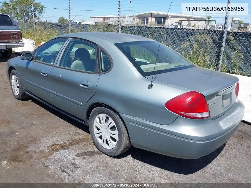 2006 Ford Taurus Sel VIN: 1FAFP56U36A166955 Lot: 39343172