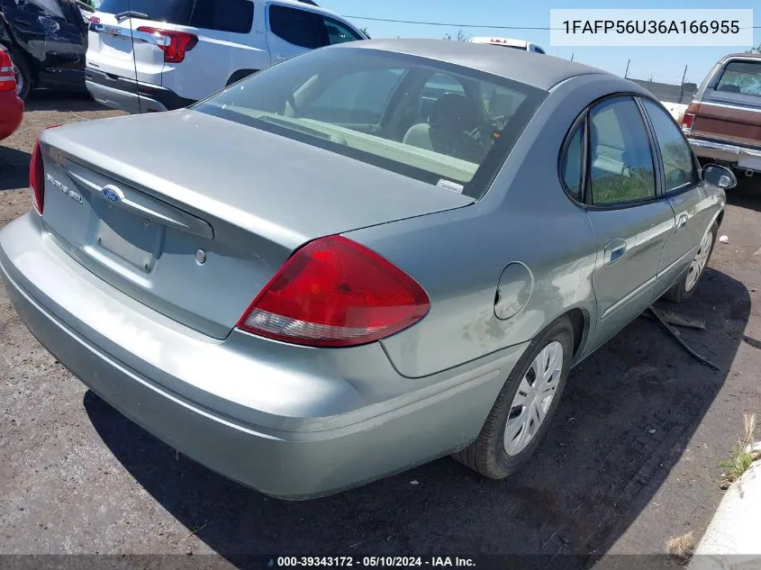 2006 Ford Taurus Sel VIN: 1FAFP56U36A166955 Lot: 39343172