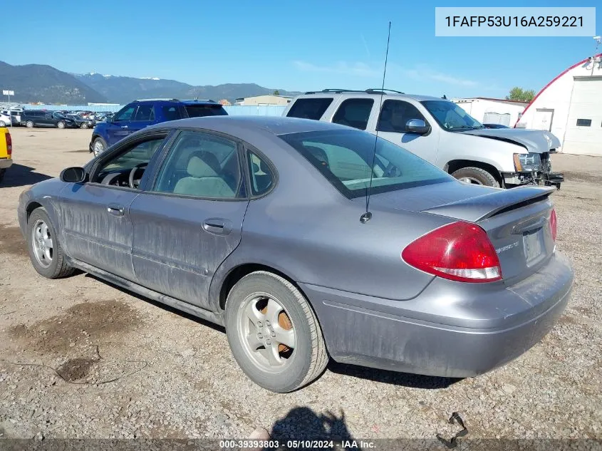 2006 Ford Taurus Se VIN: 1FAFP53U16A259221 Lot: 39393803