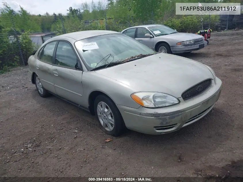 2006 Ford Taurus Se VIN: 1FAFP53U86A211912 Lot: 39416583