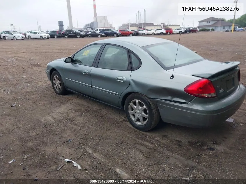 2006 Ford Taurus Sel VIN: 1FAFP56U46A238276 Lot: 39420909