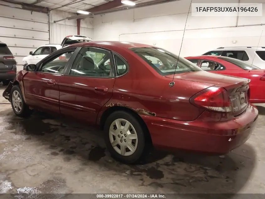 2006 Ford Taurus Se VIN: 1FAFP53UX6A196426 Lot: 39922817