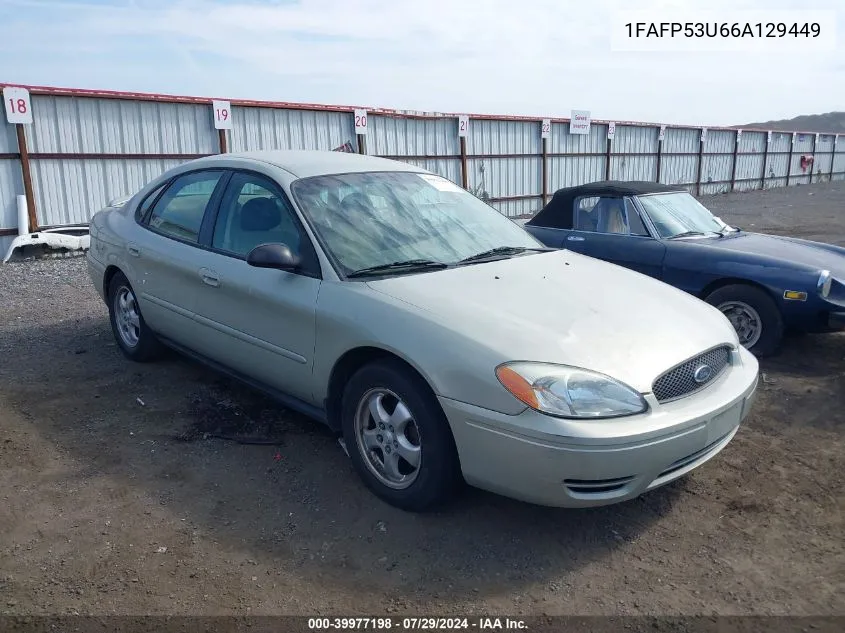 2006 Ford Taurus Se VIN: 1FAFP53U66A129449 Lot: 39977198