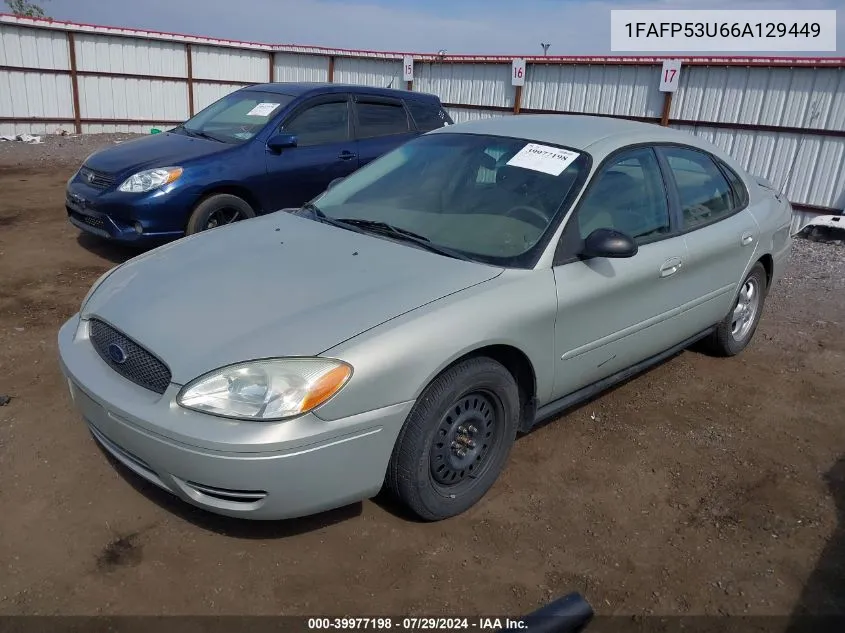 2006 Ford Taurus Se VIN: 1FAFP53U66A129449 Lot: 39977198