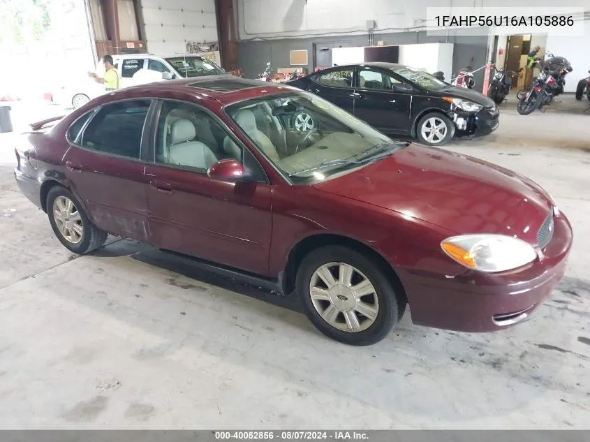 2006 Ford Taurus Sel VIN: 1FAHP56U16A105886 Lot: 40052856