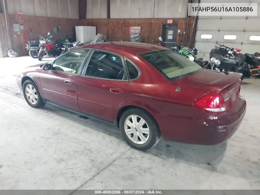 2006 Ford Taurus Sel VIN: 1FAHP56U16A105886 Lot: 40052856