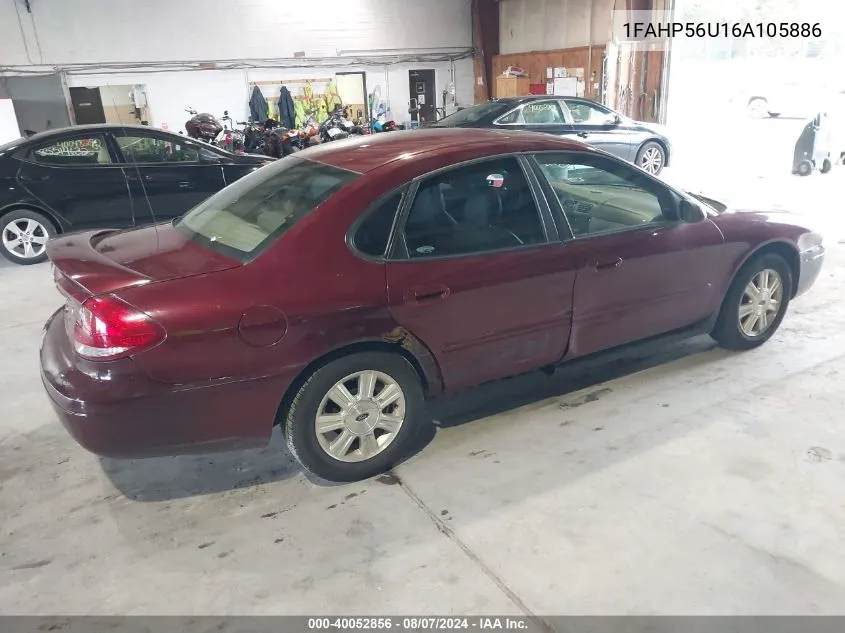 2006 Ford Taurus Sel VIN: 1FAHP56U16A105886 Lot: 40052856