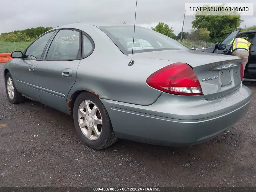 2006 Ford Taurus Sel VIN: 1FAFP56U06A146680 Lot: 40070835