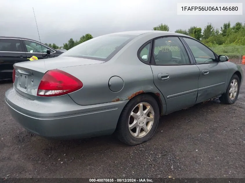 2006 Ford Taurus Sel VIN: 1FAFP56U06A146680 Lot: 40070835