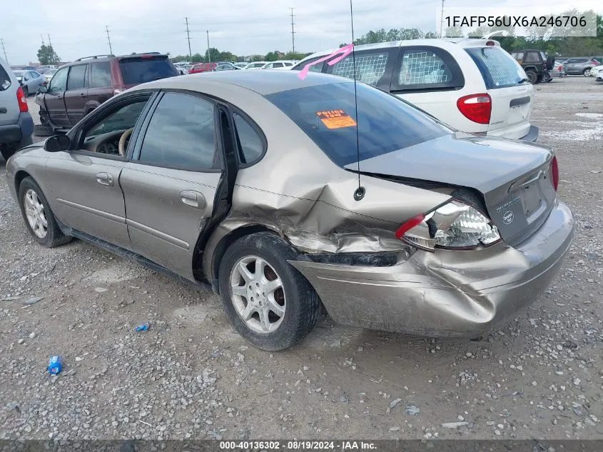 2006 Ford Taurus Sel VIN: 1FAFP56UX6A246706 Lot: 40136302