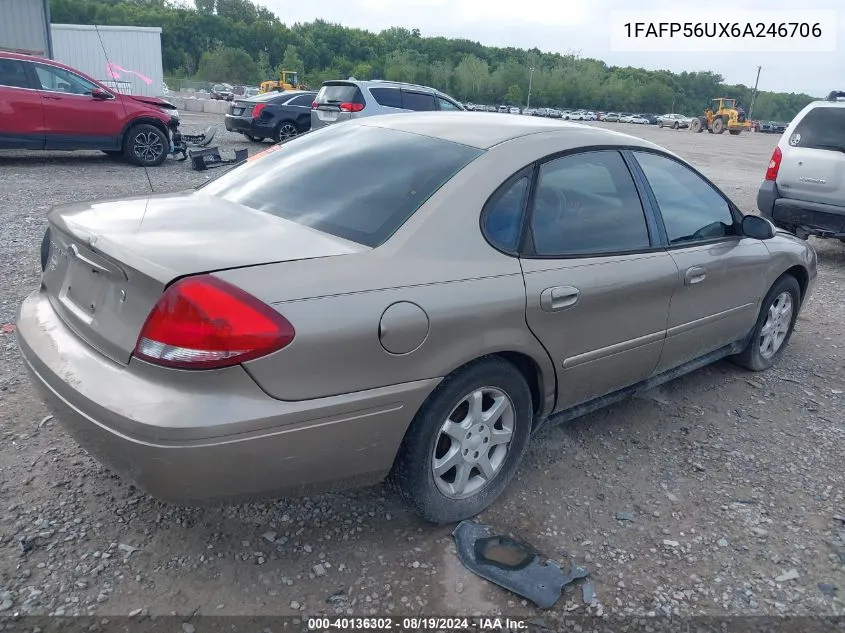 2006 Ford Taurus Sel VIN: 1FAFP56UX6A246706 Lot: 40136302