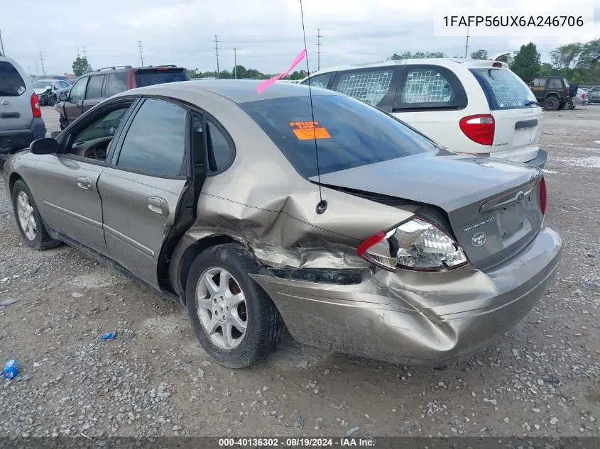 2006 Ford Taurus Sel VIN: 1FAFP56UX6A246706 Lot: 40136302