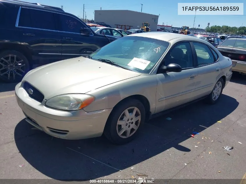 2006 Ford Taurus Se VIN: 1FAFP53U56A189559 Lot: 40158648