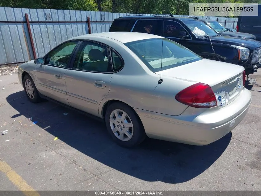 2006 Ford Taurus Se VIN: 1FAFP53U56A189559 Lot: 40158648