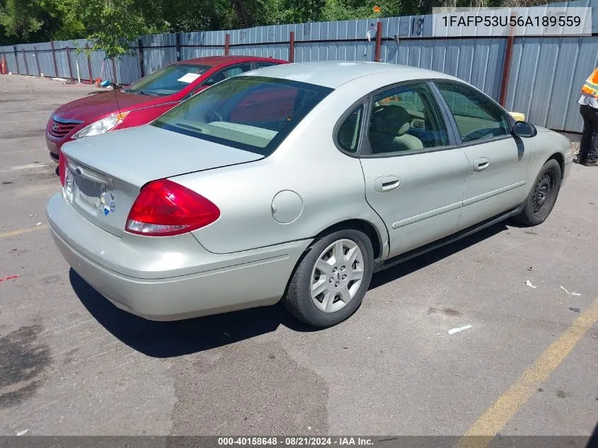 2006 Ford Taurus Se VIN: 1FAFP53U56A189559 Lot: 40158648