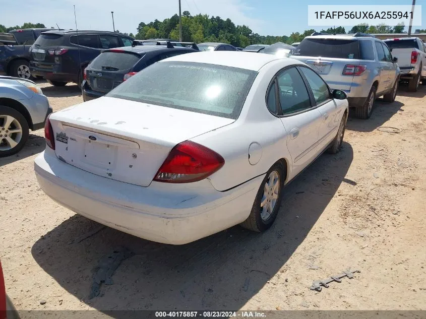 2006 Ford Taurus Sel VIN: 1FAFP56UX6A255941 Lot: 40175857