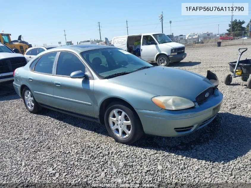 2006 Ford Taurus Sel VIN: 1FAFP56U76A113790 Lot: 40195322