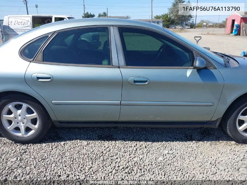 2006 Ford Taurus Sel VIN: 1FAFP56U76A113790 Lot: 40195322