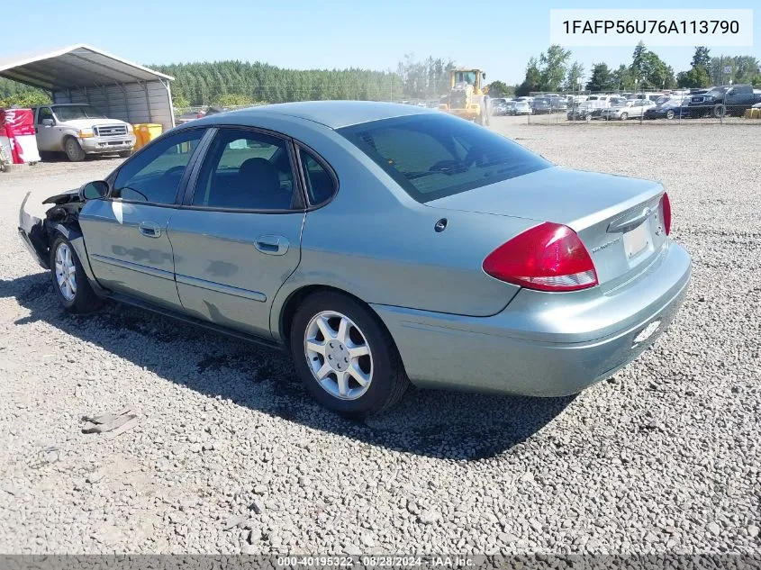 2006 Ford Taurus Sel VIN: 1FAFP56U76A113790 Lot: 40195322