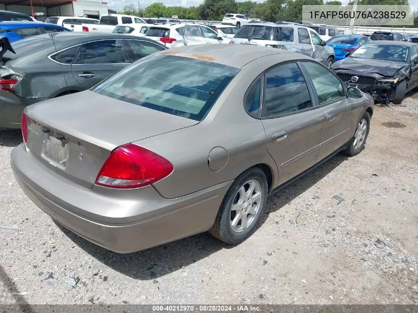 2006 Ford Taurus Sel VIN: 1FAFP56U76A238529 Lot: 40212970