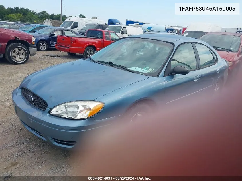 2006 Ford Taurus Se VIN: 1FAFP53U46A160005 Lot: 40214091