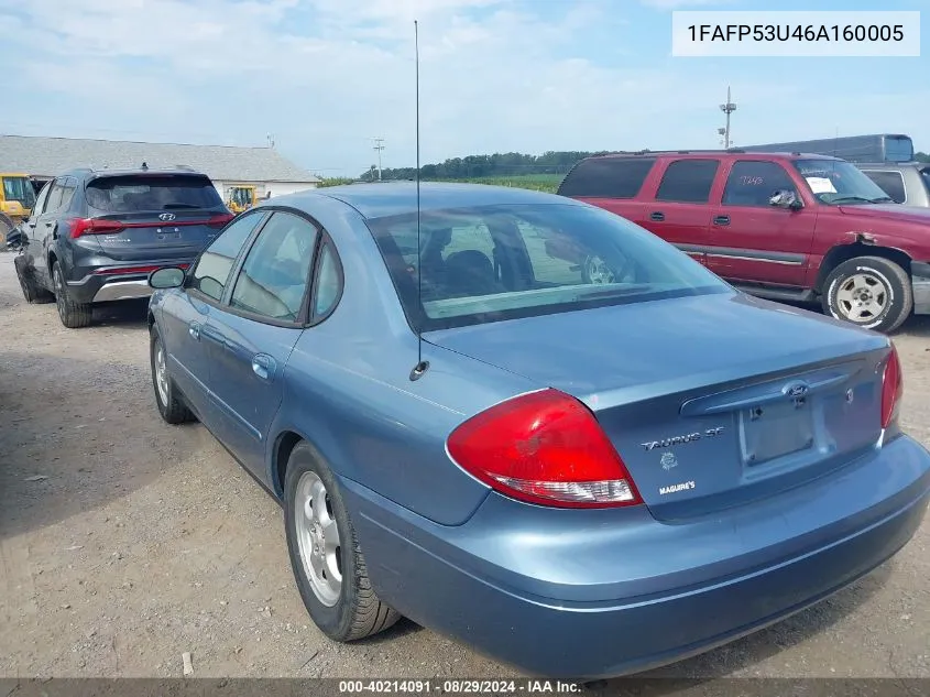 2006 Ford Taurus Se VIN: 1FAFP53U46A160005 Lot: 40214091