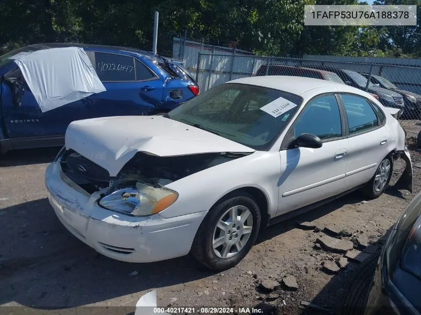 2006 Ford Taurus Se VIN: 1FAFP53U76A188378 Lot: 40217421