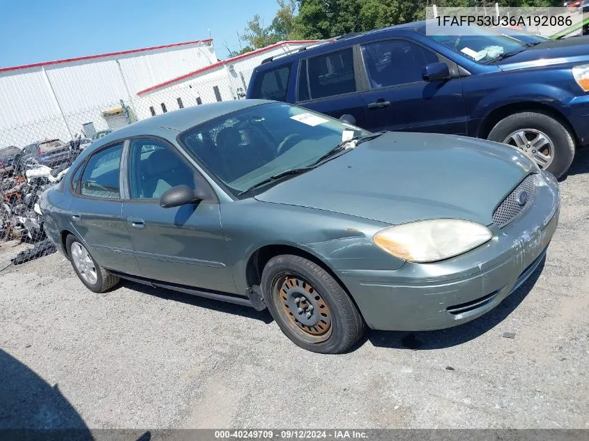 2006 Ford Taurus Se VIN: 1FAFP53U36A192086 Lot: 40249709