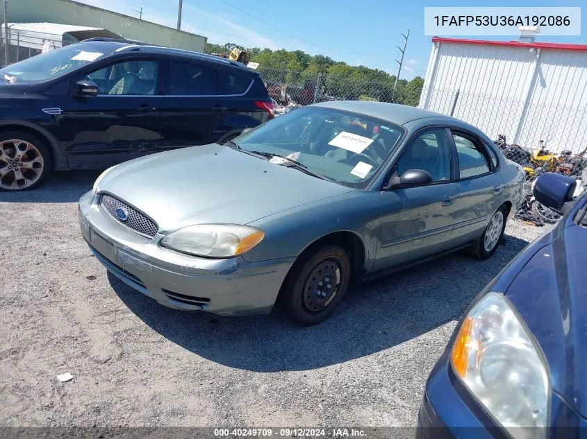 2006 Ford Taurus Se VIN: 1FAFP53U36A192086 Lot: 40249709