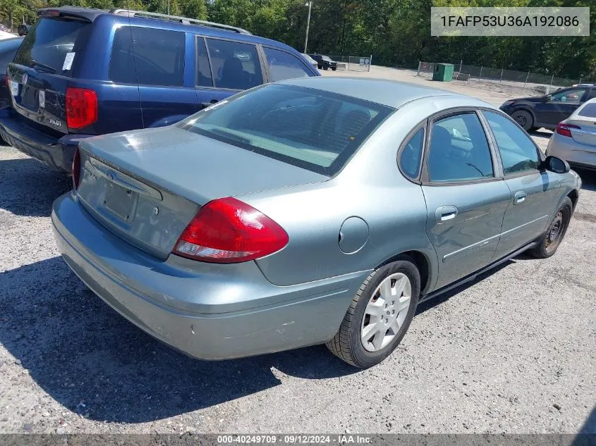 2006 Ford Taurus Se VIN: 1FAFP53U36A192086 Lot: 40249709