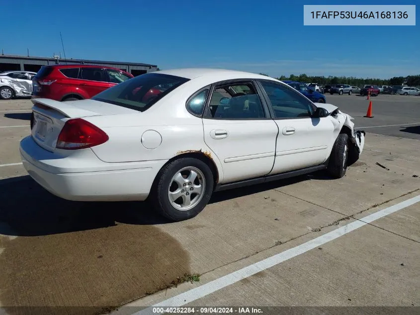 2006 Ford Taurus Se VIN: 1FAFP53U46A168136 Lot: 40252284