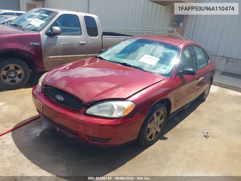 2006 Ford Taurus Se VIN: 1FAFP53U96A110474 Lot: 40296158