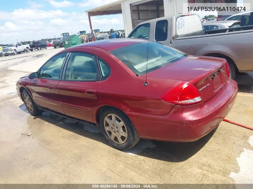 2006 Ford Taurus Se VIN: 1FAFP53U96A110474 Lot: 40296158