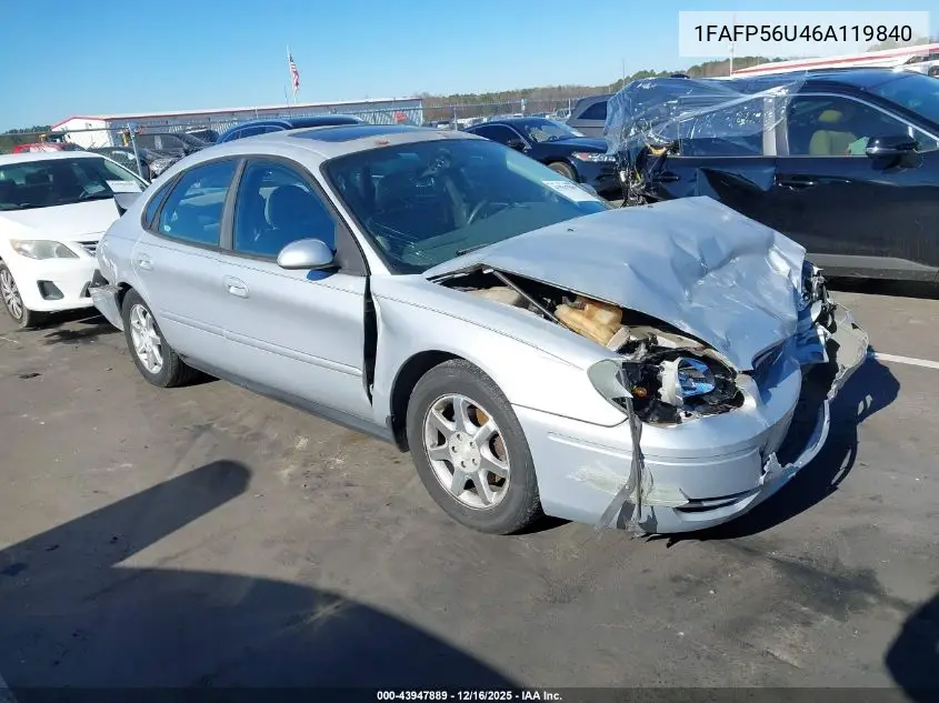1FAFP56U46A119840 2006 Ford Taurus Sel