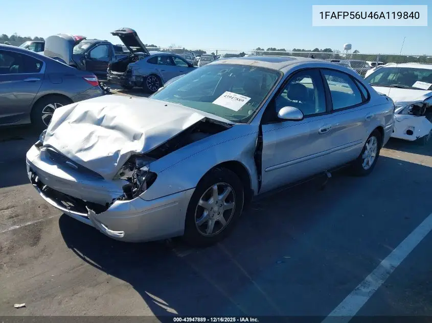 1FAFP56U46A119840 2006 Ford Taurus Sel
