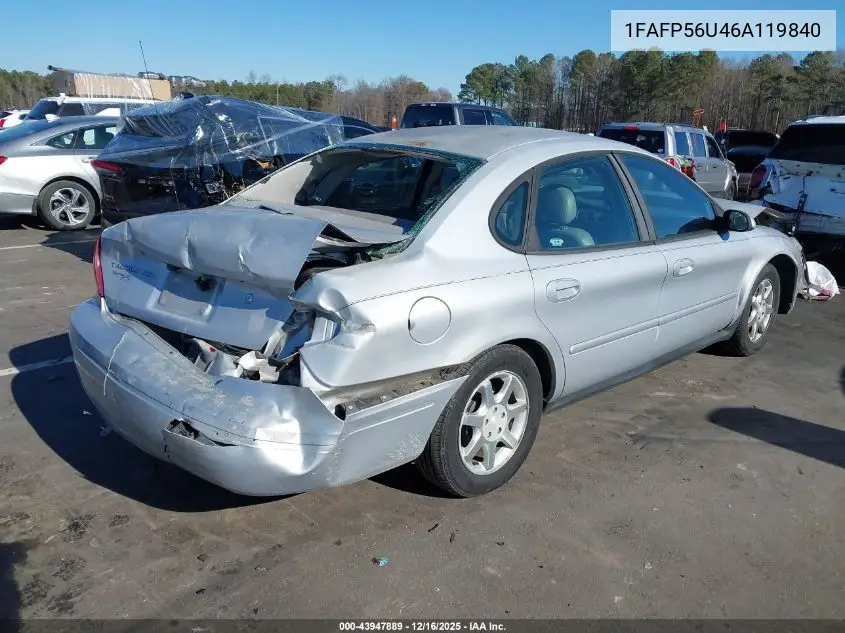 1FAFP56U46A119840 2006 Ford Taurus Sel