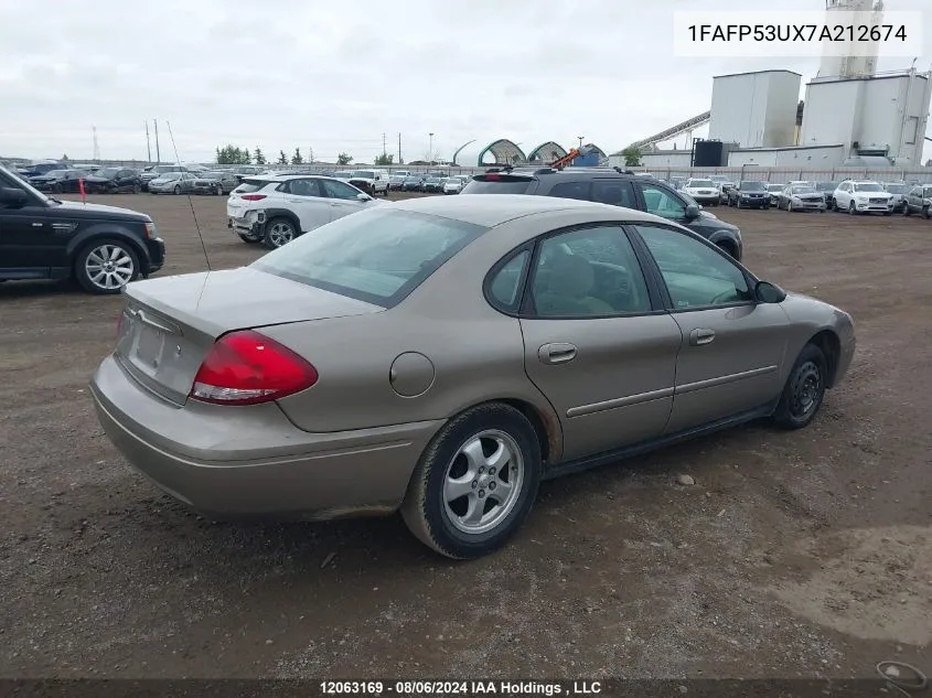 2007 Ford Taurus Se VIN: 1FAFP53UX7A212674 Lot: 12063169