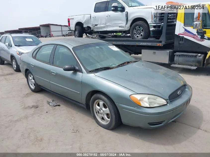 2007 Ford Taurus Se VIN: 1FAFP53U27A150204 Lot: 39278152